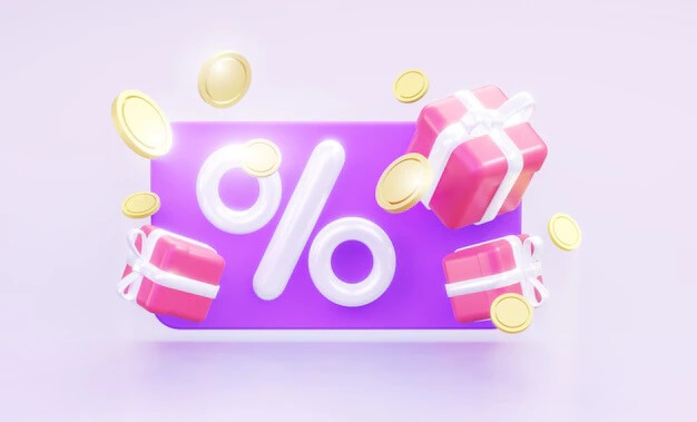 Gift card with percent and coins