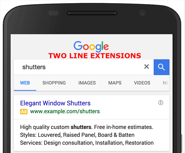 Google AdWords With Two Structured Snippet Extensions