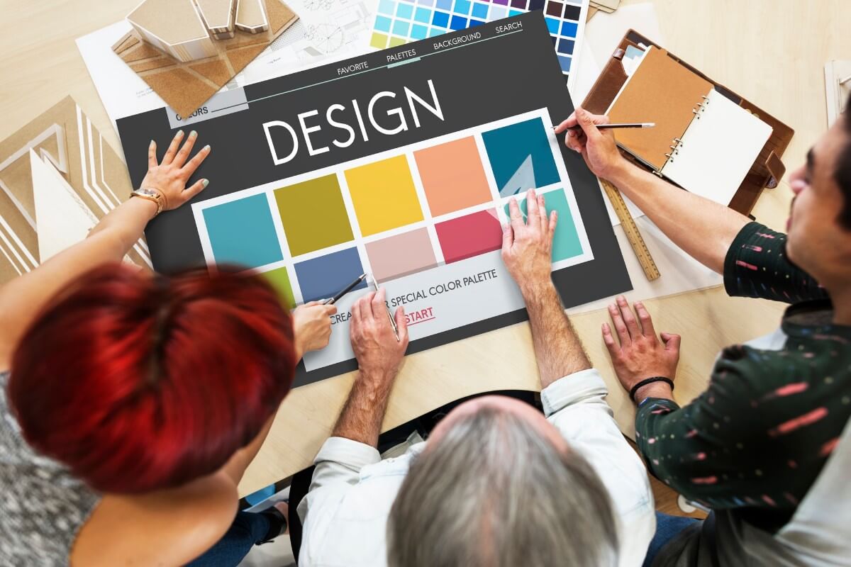 Designers choosing color palette for a project
