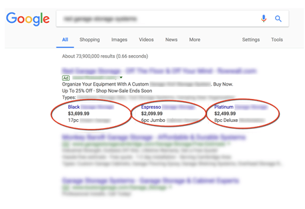 Google Ads Extensions example