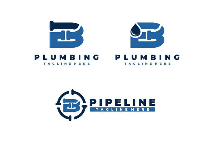 Plumbing company name, messaging, and logo.